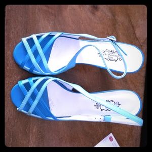 2 Shades of Blue Sandals by LuLu Guinness. Collectors item.